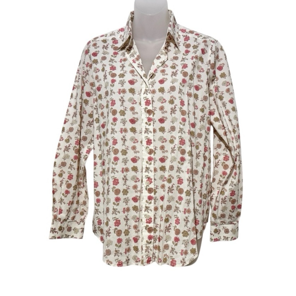 James Meade Floral Print Cotton Button Down Shirt